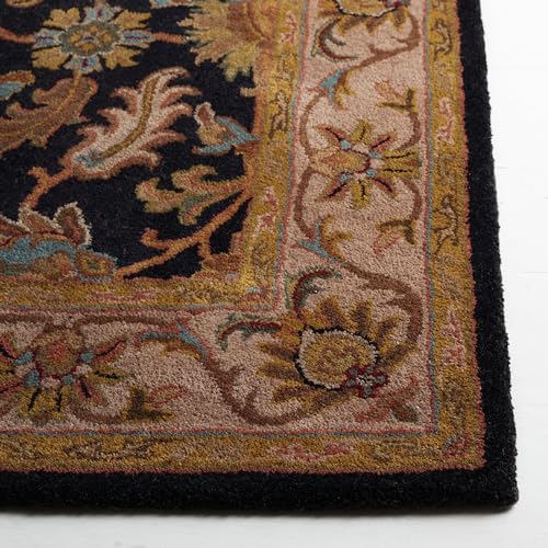 Handmade Oriental Wool Area Rug - Black & Beige