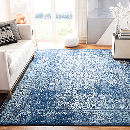 Evoke Collection 10' x 14' Area Rug, Navy/Ivory