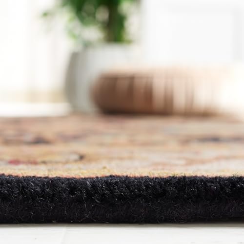 Handmade Oriental Wool Area Rug - Black & Beige