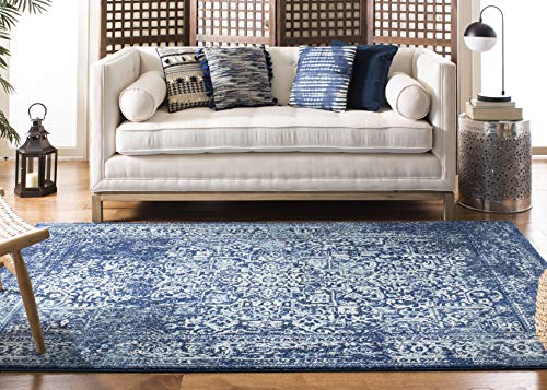 Evoke Collection 10' x 14' Area Rug, Navy/Ivory