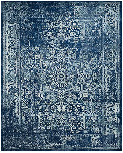 Evoke Collection 10' x 14' Area Rug, Navy/Ivory