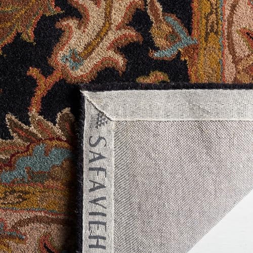 Handmade Oriental Wool Area Rug - Black & Beige