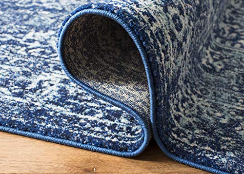 Evoke Collection 10' x 14' Area Rug, Navy/Ivory