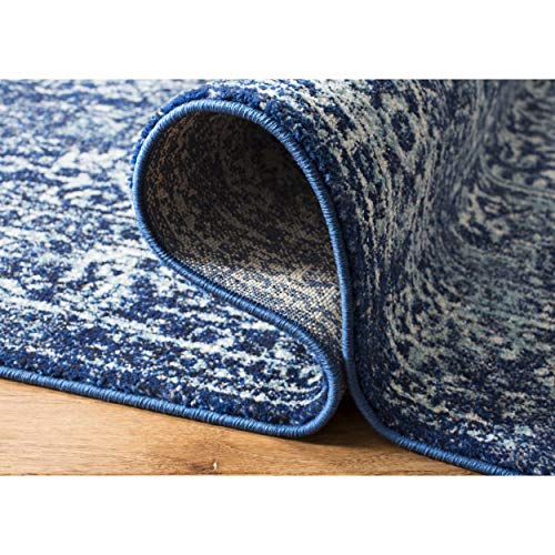 Evoke Collection 10' x 14' Area Rug, Navy/Ivory