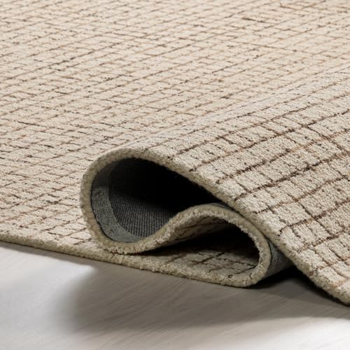 Melrose Checked Wool Area Rug, 8x10, Cream