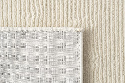 Beige Stripe Washable Area Rug 8'x10