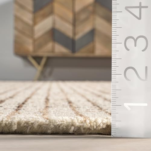 Melrose Checked Wool Area Rug, 8x10, Cream