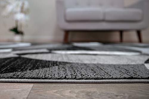 Abstract Circle Area Rug 9' x 12' Gray