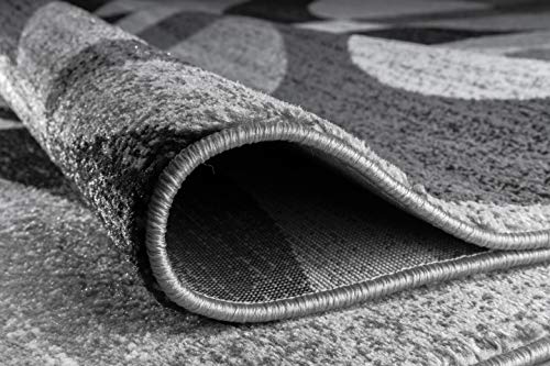 Abstract Circle Area Rug 9' x 12' Gray