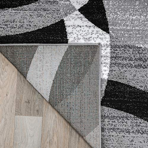 Abstract Circle Area Rug 9' x 12' Gray