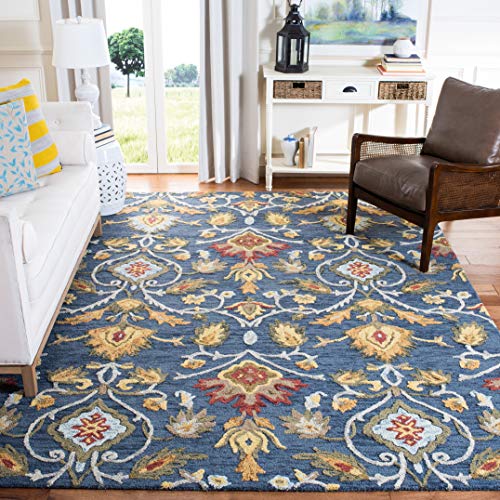 Safavieh Blossom Collection Handcrafted Rug, Blue/Multi