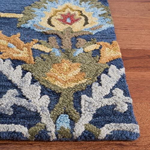 Safavieh Blossom Collection Handcrafted Rug, Blue/Multi