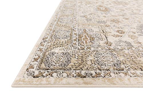 Teagan Collection Distressed Oriental Area Rug, Ivory/Beige