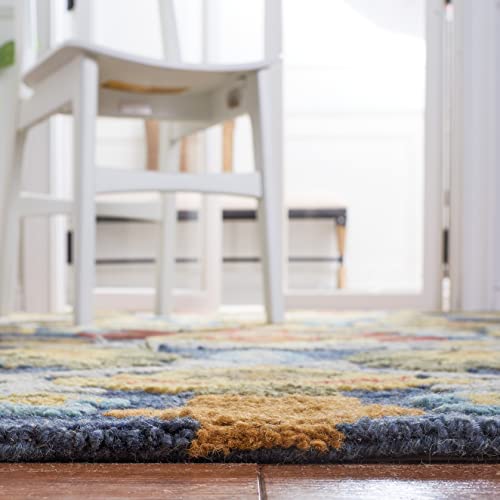 Safavieh Blossom Collection Handcrafted Rug, Blue/Multi