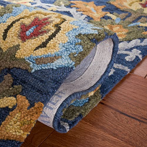 Safavieh Blossom Collection Handcrafted Rug, Blue/Multi