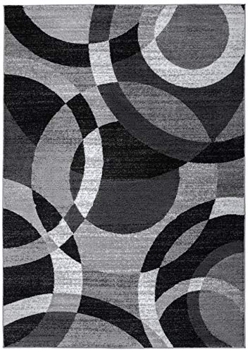 Abstract Circles Area Rug 12' x 15' Gray