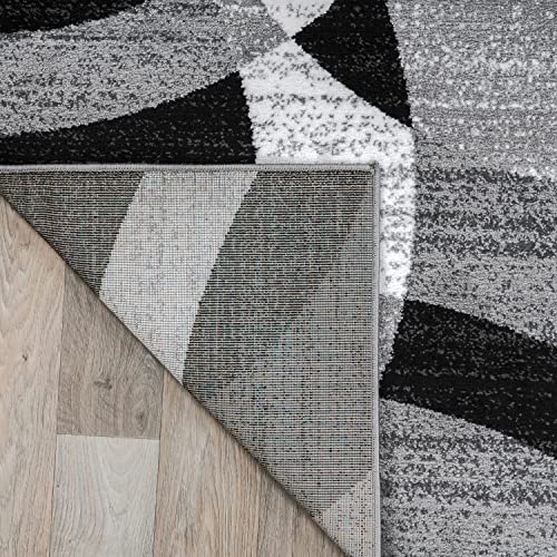 Abstract Circles Area Rug 12' x 15' Gray