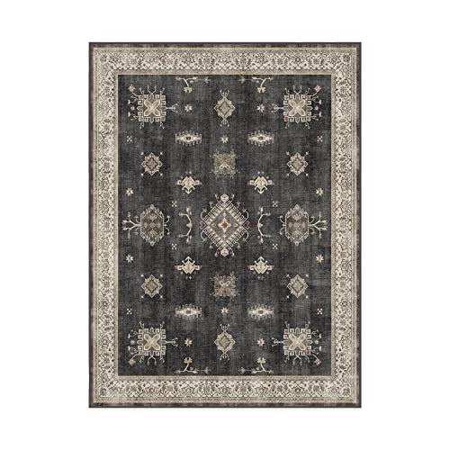 Vintage Washable Area Rug - Dark Wood 9'x12