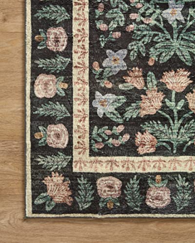 Eden Collection Mughal Garden Black Area Rug