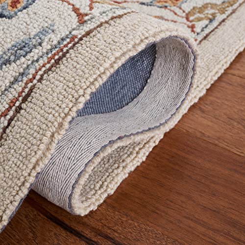 10' x 14' Ivory Floral Wool Area Rug