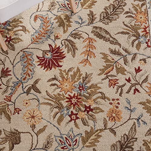 10' x 14' Ivory Floral Wool Area Rug