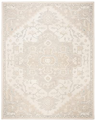 Handcrafted Shabby Chic Ivory Boucle Rug