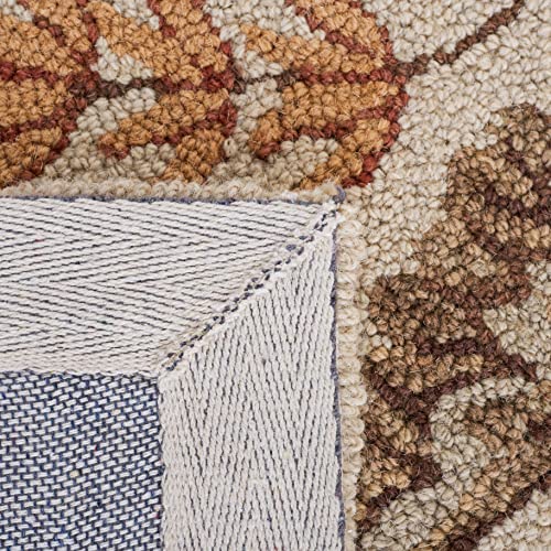 10' x 14' Ivory Floral Wool Area Rug