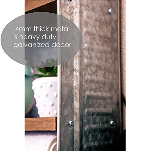 Galvanized Wash Tub with Rustic Bathroom Shelves