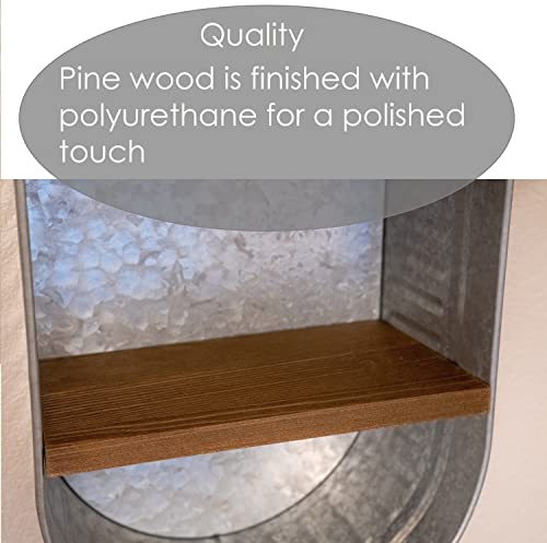 Galvanized Wash Tub with Rustic Bathroom Shelves