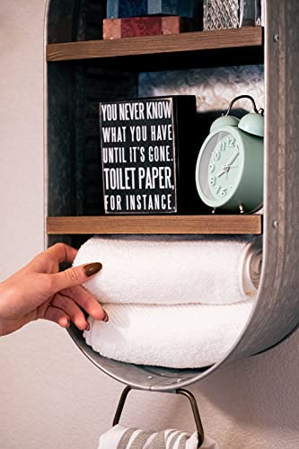 Galvanized Wash Tub with Rustic Bathroom Shelves