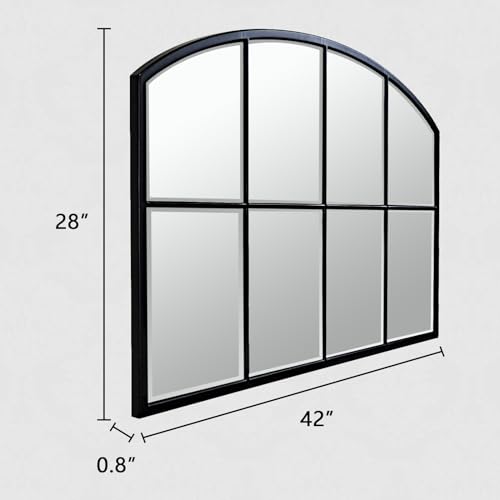 Black Arched Wall Mirror - Farmhouse Decor 42"X28