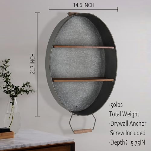 Rustic Oakrain Wall Mounted Towel Rack with Shelves