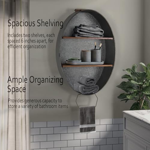 Rustic Oakrain Wall Mounted Towel Rack with Shelves