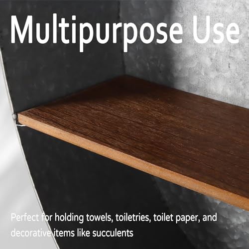 Rustic Oakrain Wall Mounted Towel Rack with Shelves