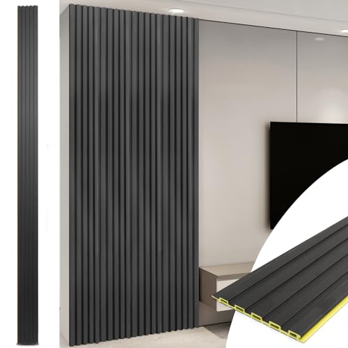 Black 3D WPC Slat Wall Panels, 8-Pack