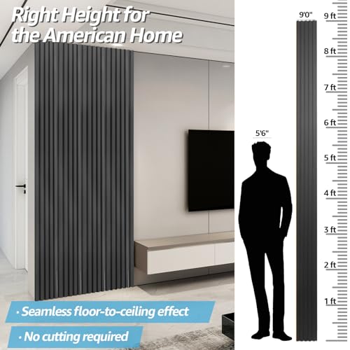 Black 3D WPC Slat Wall Panels, 8-Pack