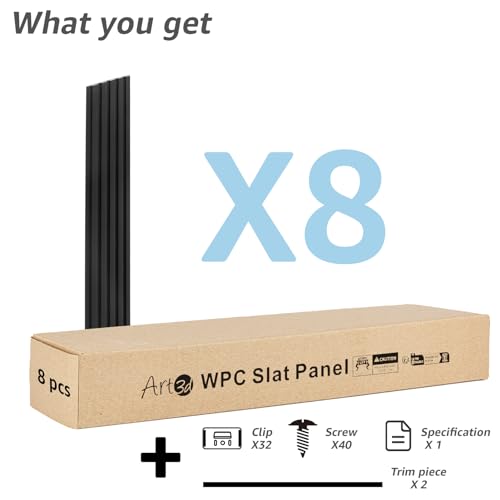 Black 3D WPC Slat Wall Panels, 8-Pack