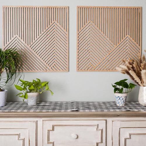 Wooden Mountain Wall Art Set - Modern Decor