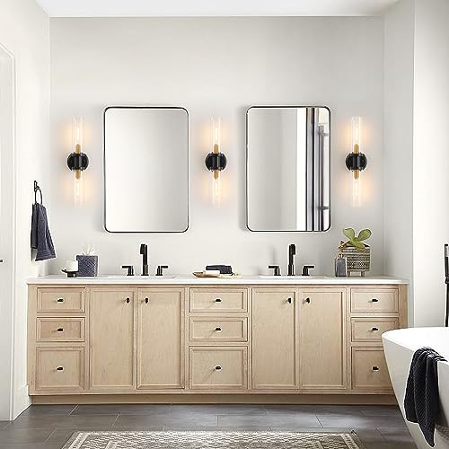 Black and Brass Glass Wall Sconce Set of 2