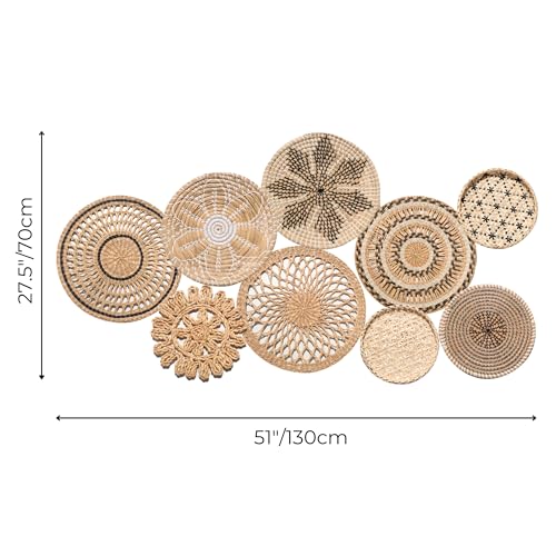 Boho Woven Wall Basket Decor Set, 9 Pieces