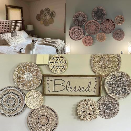 Boho Woven Wall Basket Decor Set, 9 Pieces