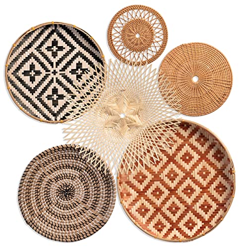 KushimHome Boho Woven Wall Basket Set