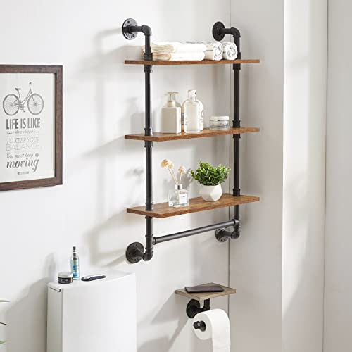 IBUYKE Rustic Industrial Pipe Wall Shelf - 3-Tier