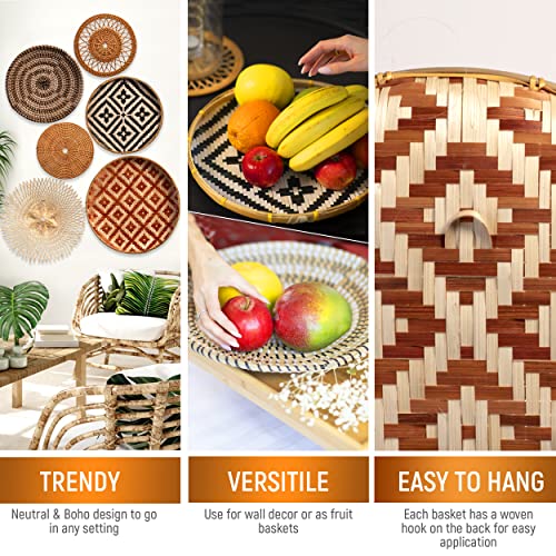 KushimHome Boho Woven Wall Basket Set