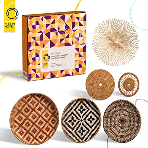KushimHome Boho Woven Wall Basket Set