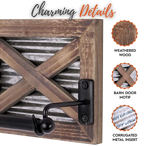 Rustic Wooden Farmhouse Toilet Paper and Towel Holder Set