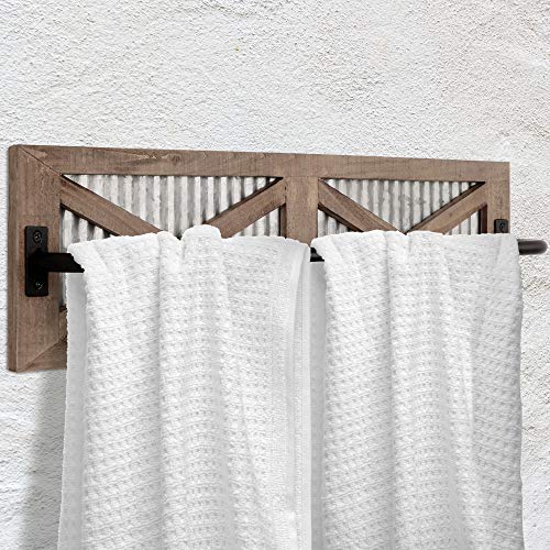Rustic Wooden Farmhouse Toilet Paper and Towel Holder Set