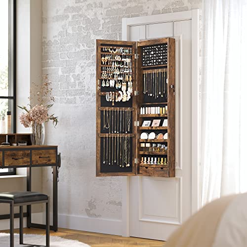 LED Mirror Jewelry Cabinet with Lockable Storage