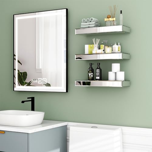 Mirrored Floating Shelves Set of 3 - Silver