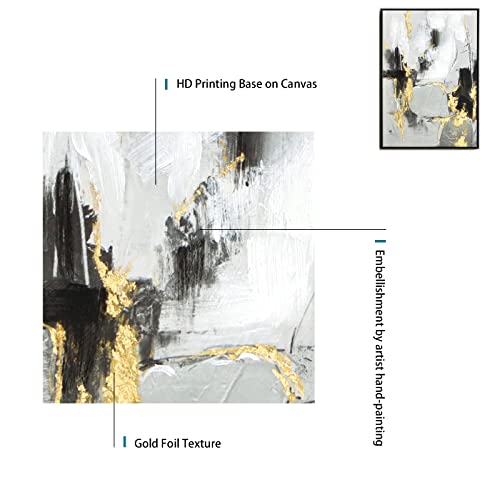 Grey and Gold Abstract Canvas Wall Art - 2 Pack